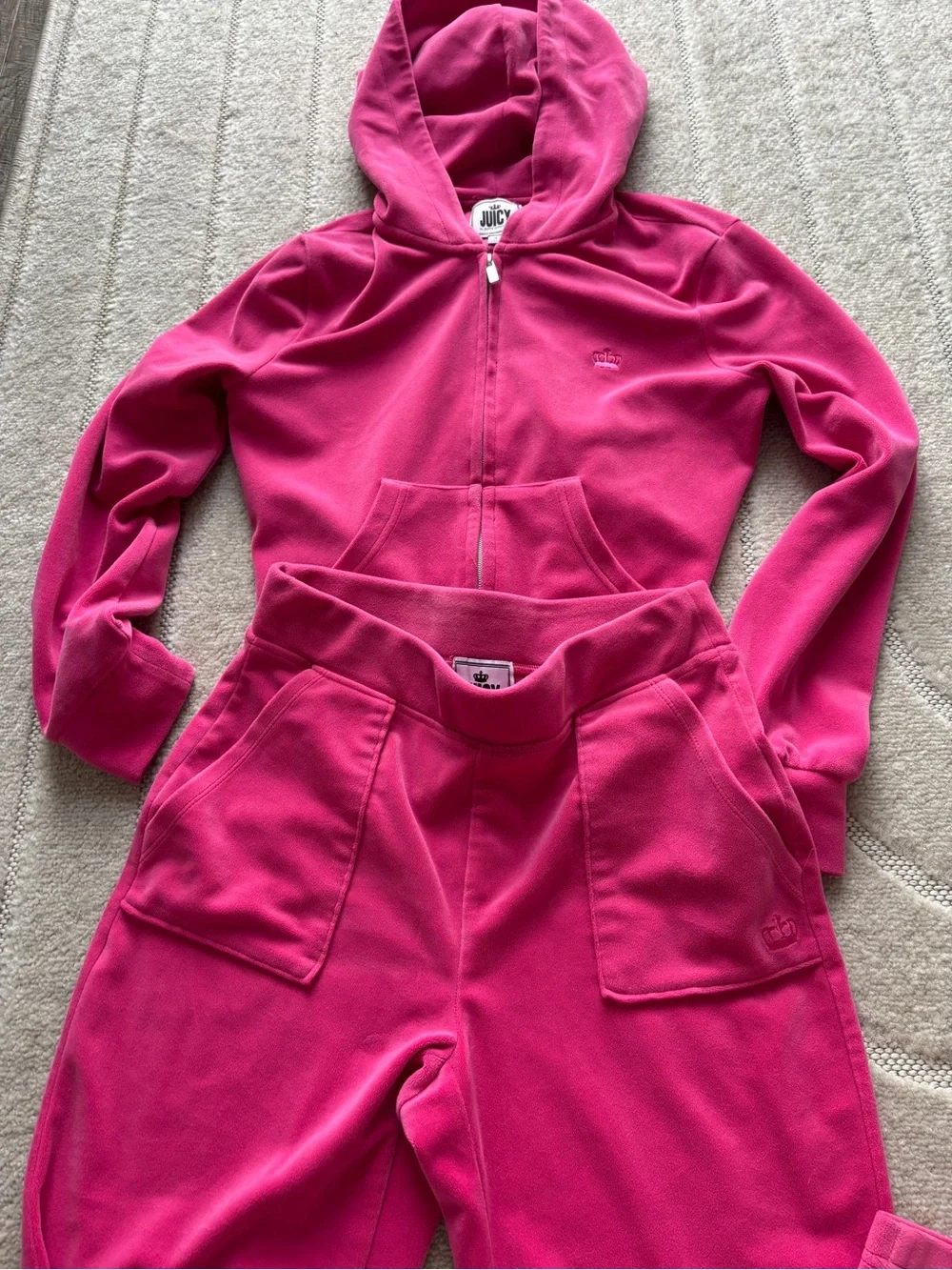 Juicy Couture Hot Pink Velour Zip Hoodie Set